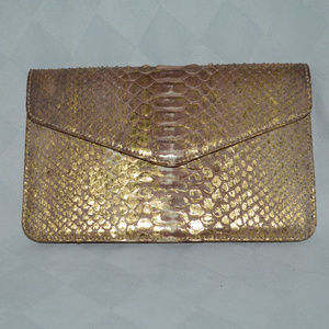 New Camille Zarsky Gold Python Envelope Clutch